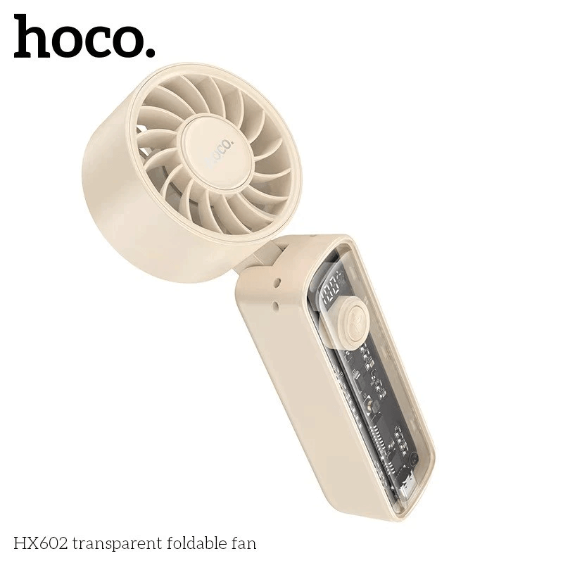 พัดลมพกพา HOCO HX602 ปรับแรงลม 100 ระดับ พับได้ 90&deg; แบตเตอรี่ 6.5 ชม. ความเร็วมอเตอร์ 8000RPM
